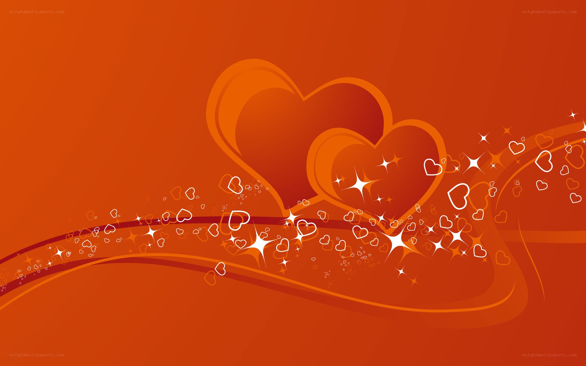 orange hearts and sparkles