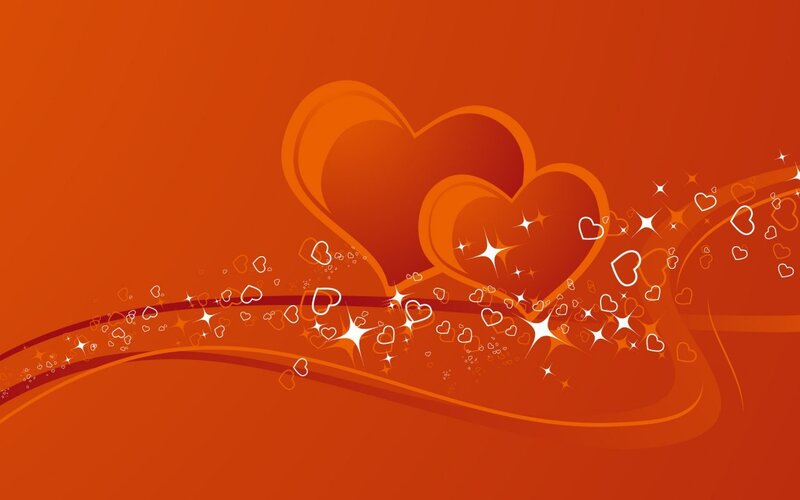 orange hearts and sparkles