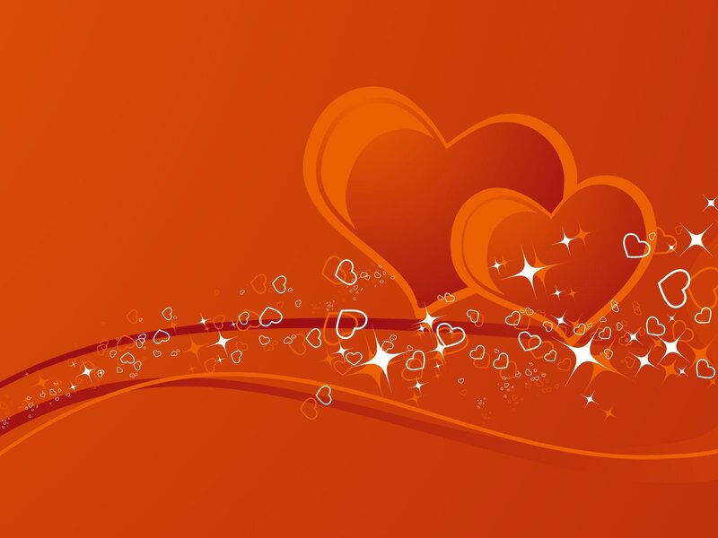 orange hearts and sparkles