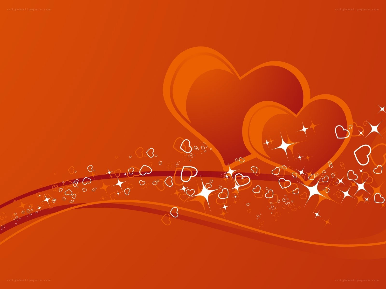 orange hearts and sparkles