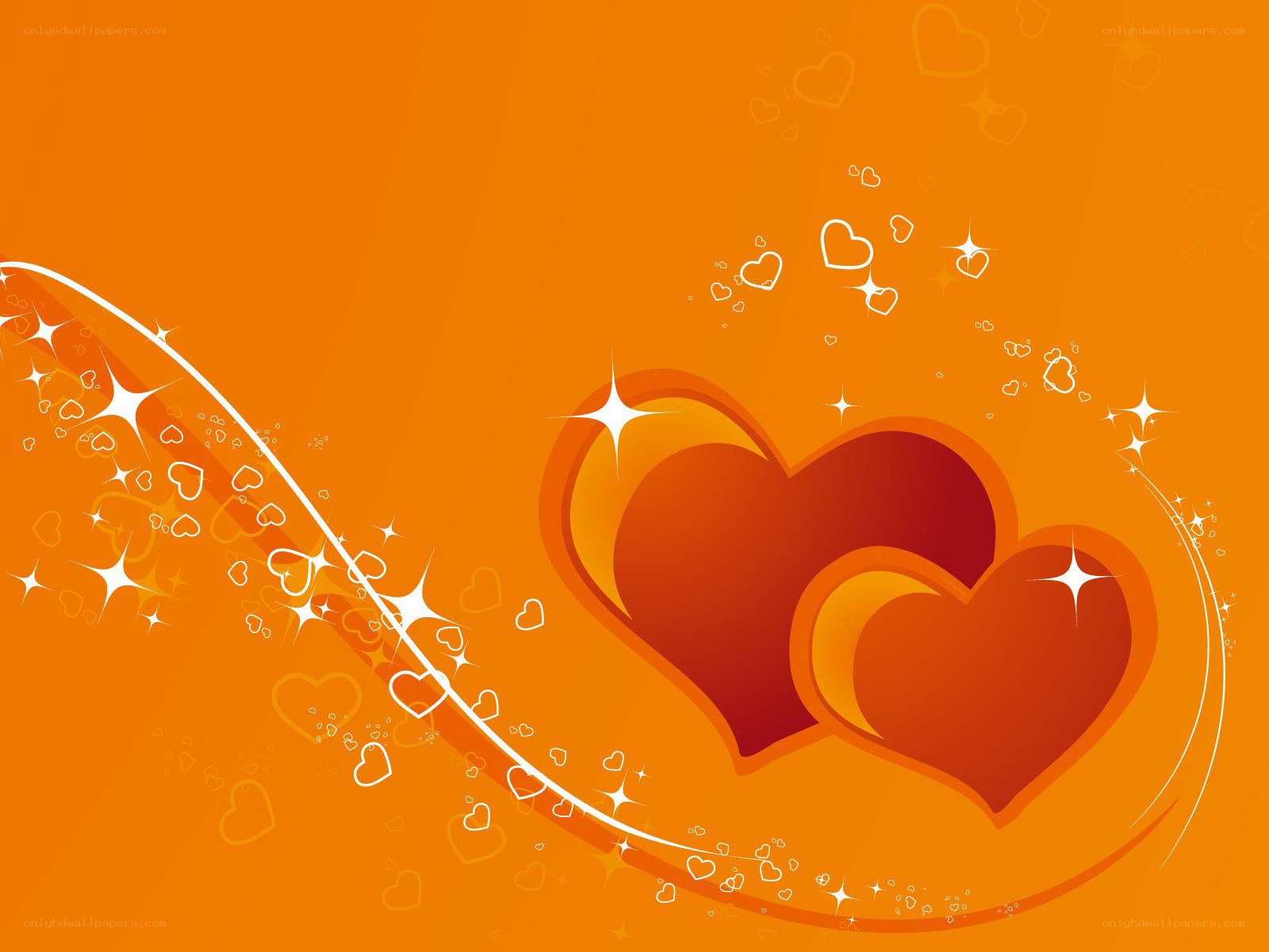 orange hearts with sparkles