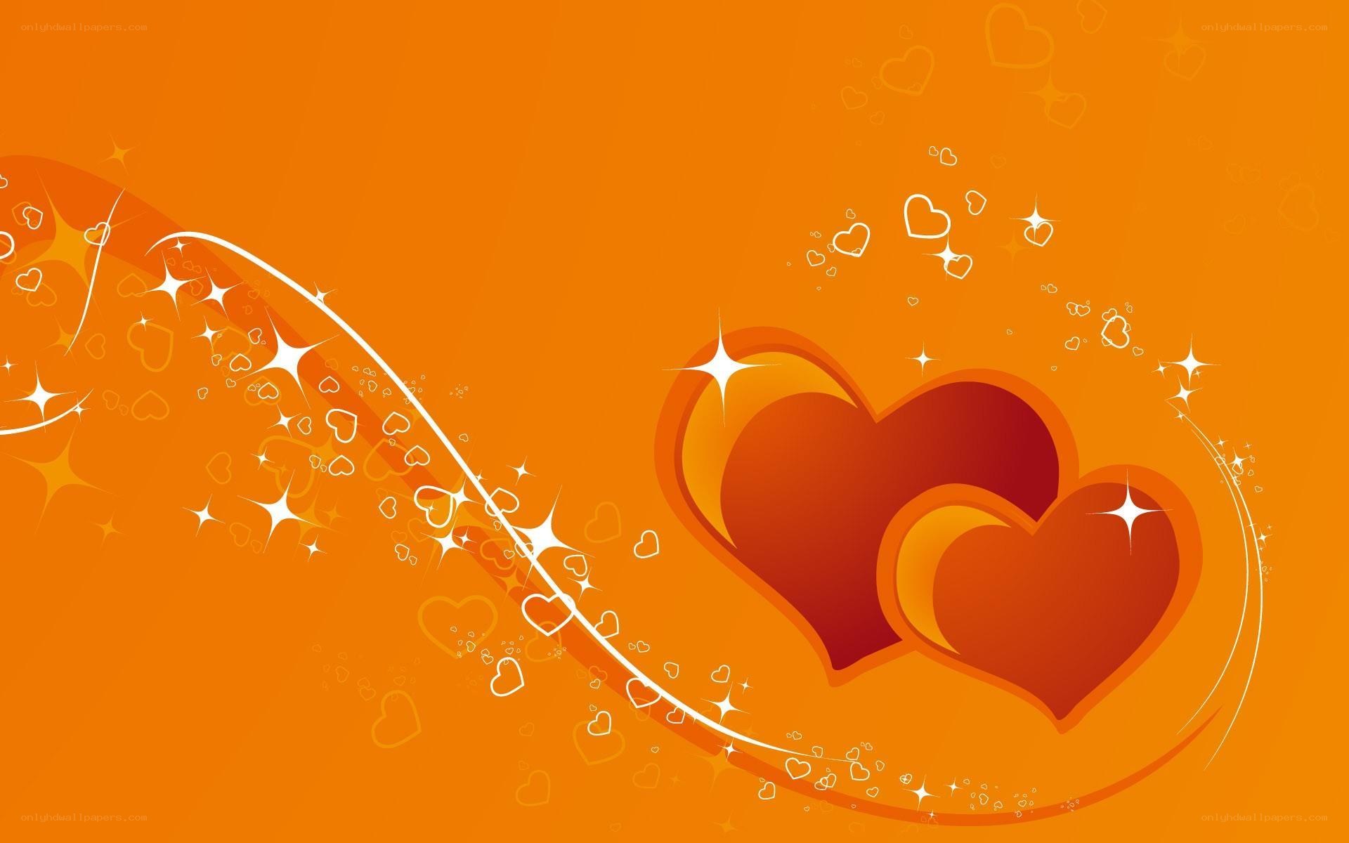 orange hearts with sparkles