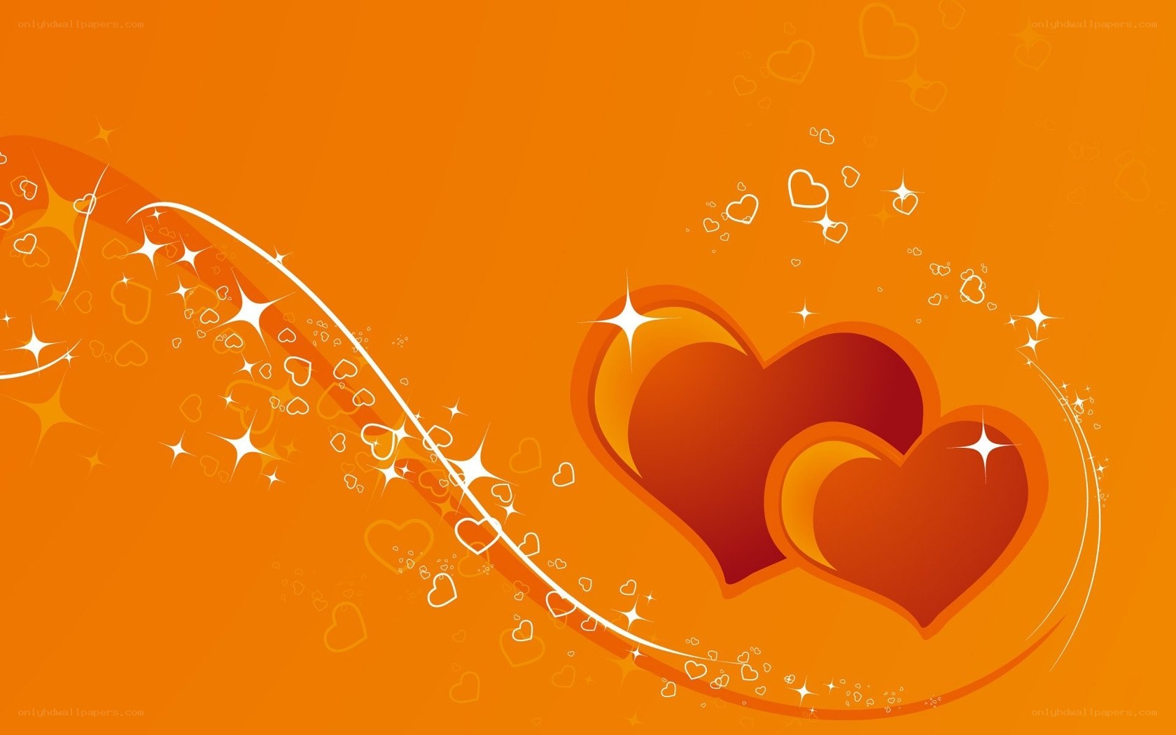 orange hearts with sparkles