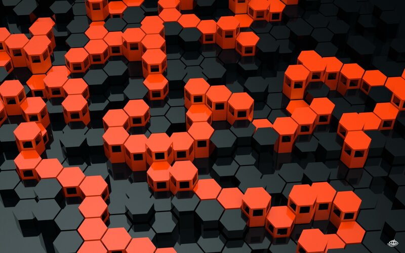 Orange Hexagonal Blocks — Abstract, 3d Render