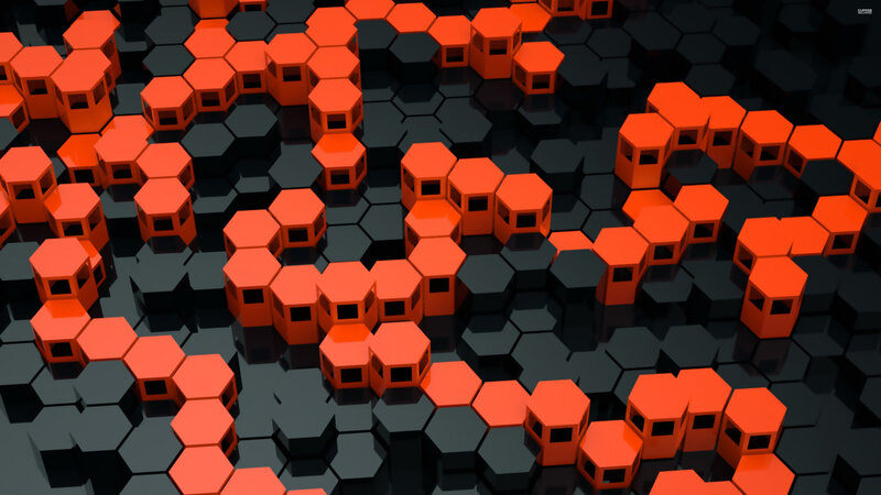 Orange Hexagonal Blocks — Abstract