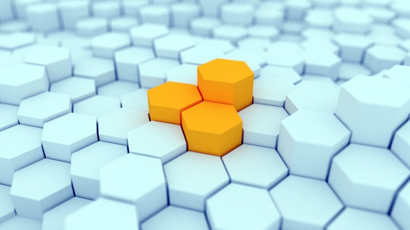Orange Hexagons on White — Minimalist