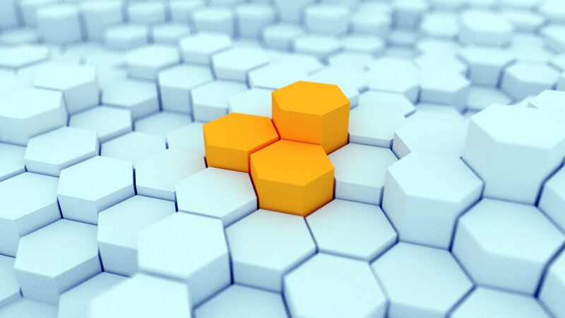 Orange Hexagons on White