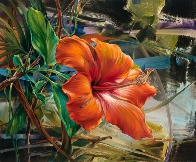 Orange Hibiscus Flower — Vibrant, Painting