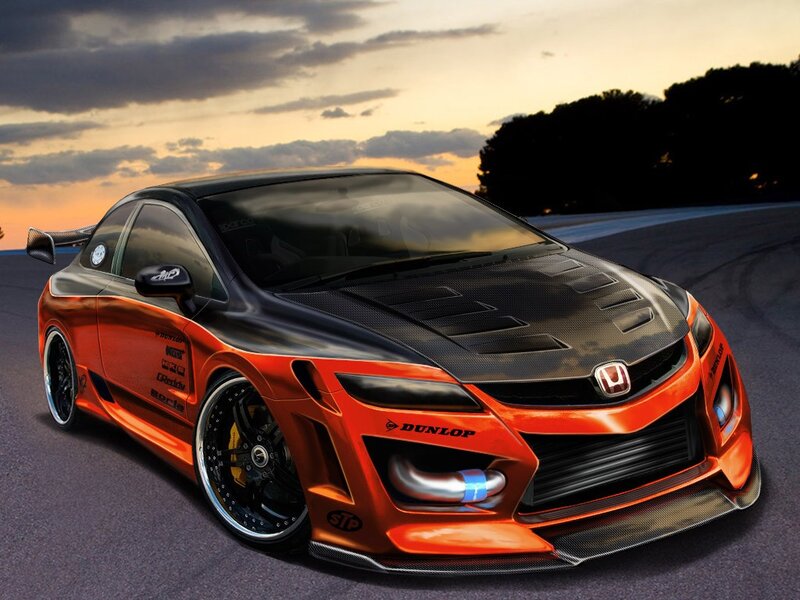 orange honda civic race car