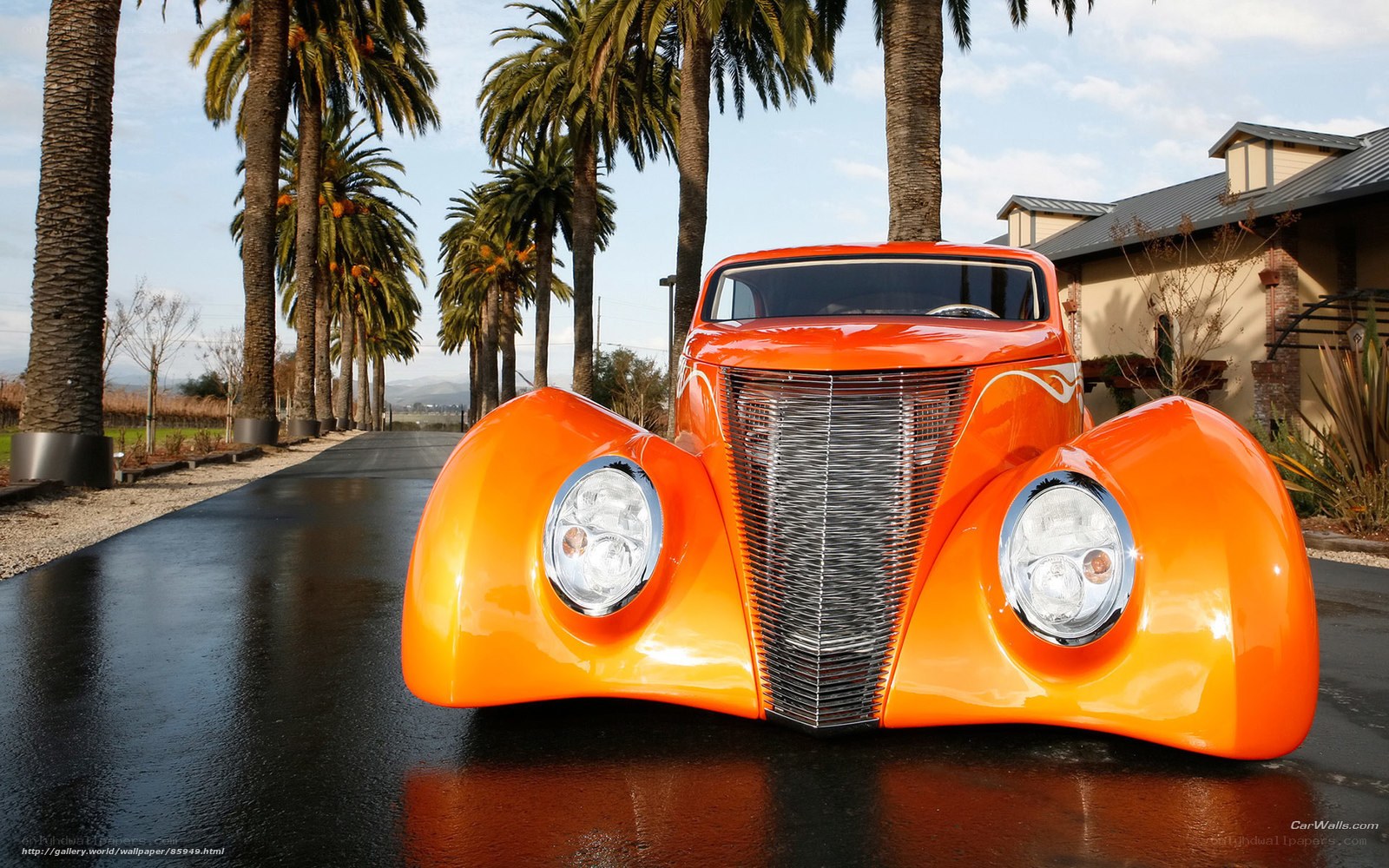 Orange hot rod car