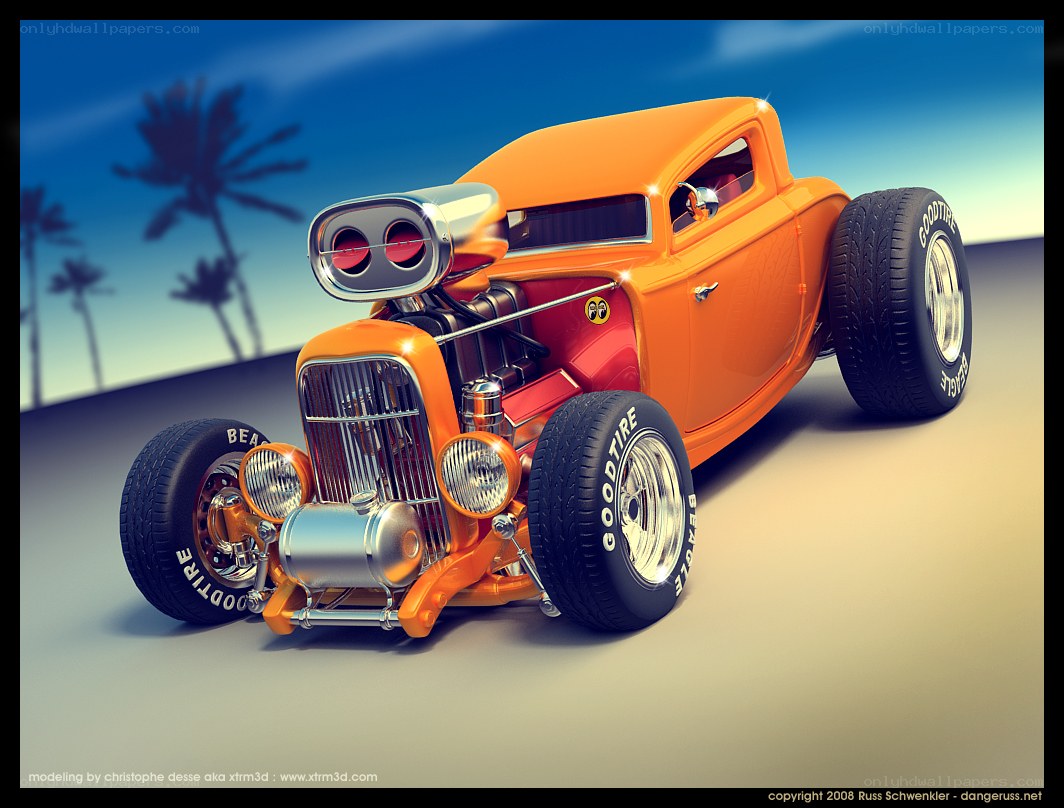 Orange hot rod car