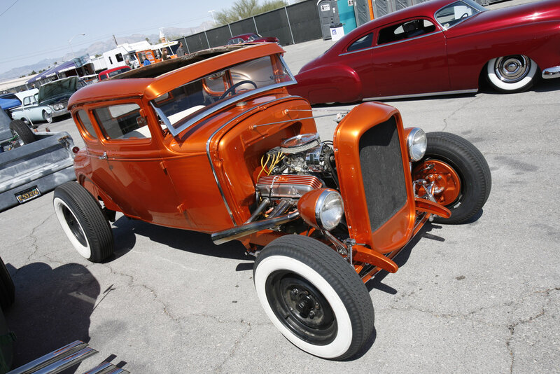 Orange Hot Rod Car — Bright, Afternoon, Photograph, Red Classic Car