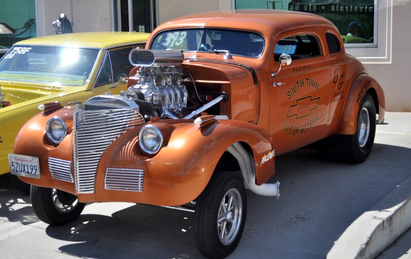 Orange Hot Rod Car — Bright, Afternoon, Photograph, Yellow Car