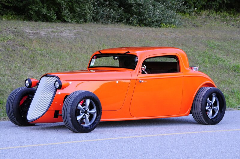 Orange Hot Rod Car — Calm, Afternoon, Photograph, Road