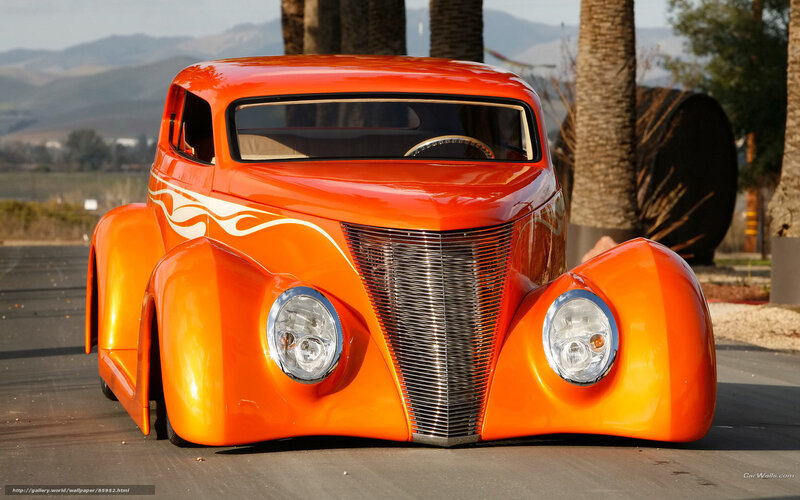 Orange Hot Rod Car — Dramatic, Afternoon, Photograph
