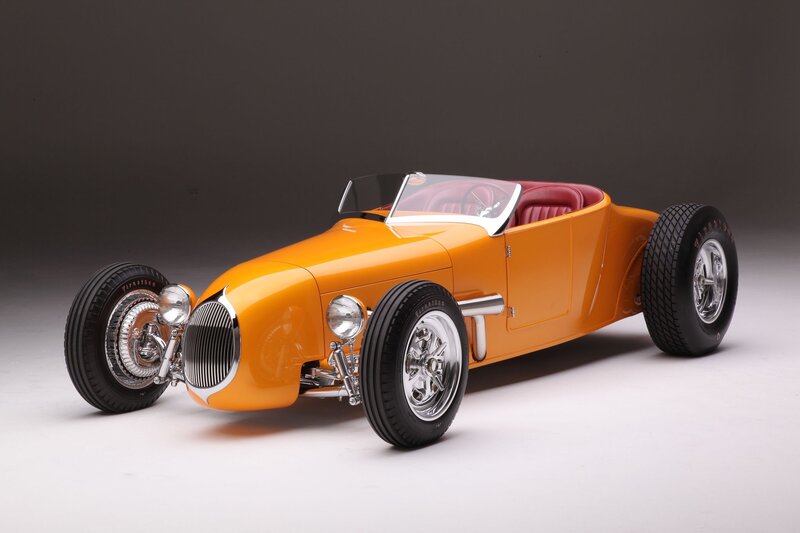 Orange Hot Rod Car — Dramatic, Photograph, Red Seats