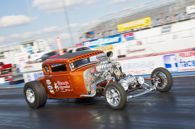 Orange Hot Rod Car — Dynamic, Afternoon, Photograph