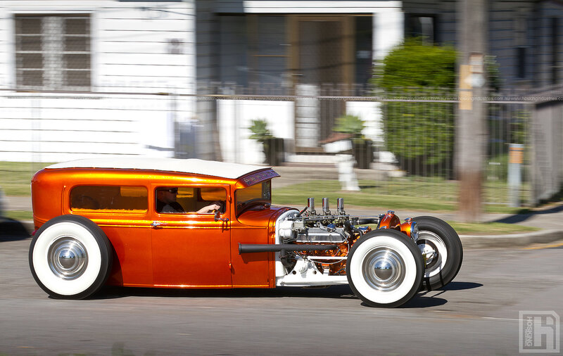 Orange Hot Rod Car — Dynamic, Afternoon