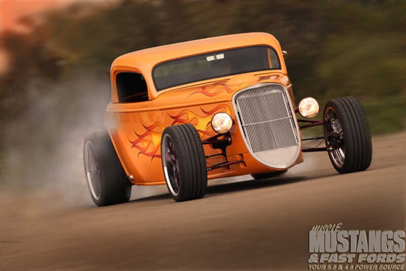 Orange Hot Rod Car — Dynamic, Sunset