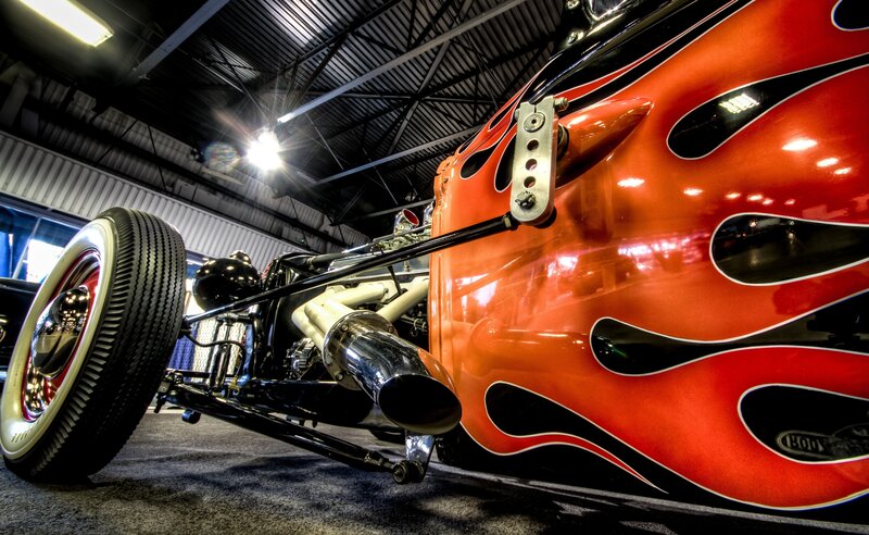 Orange Hot Rod Car — Red, Dramatic, Photograph, Flame Design