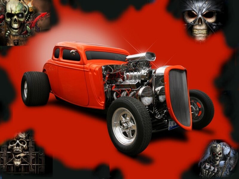 Orange Hot Rod Car — Red