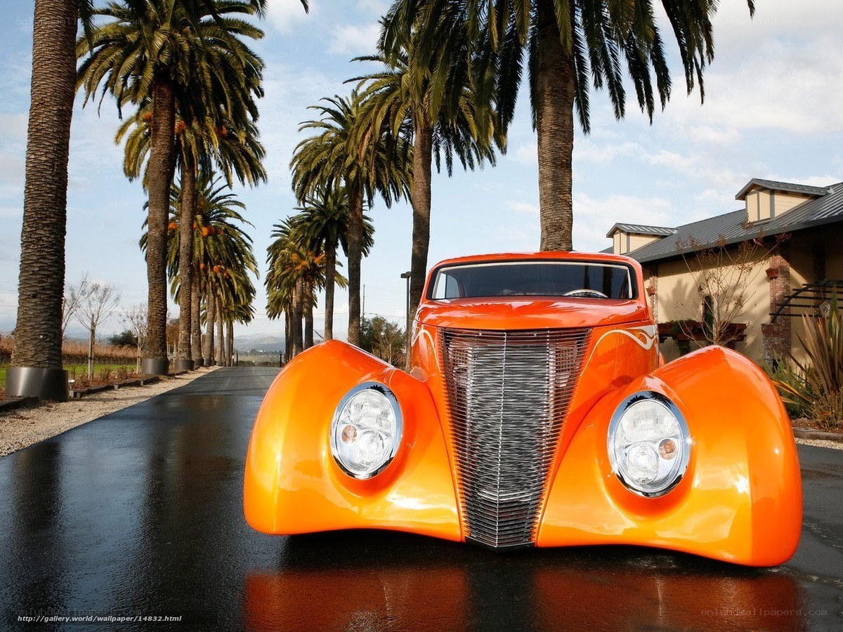 Orange hot rod car