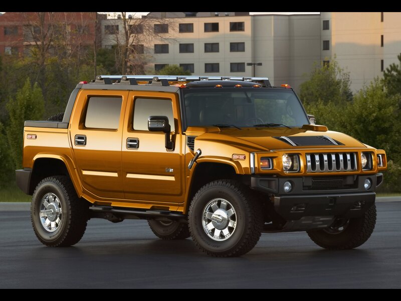 Orange Hummer H2 Pickup — Gold