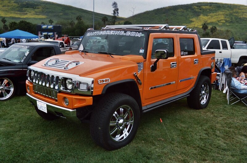 Orange Hummer H2 Pickup