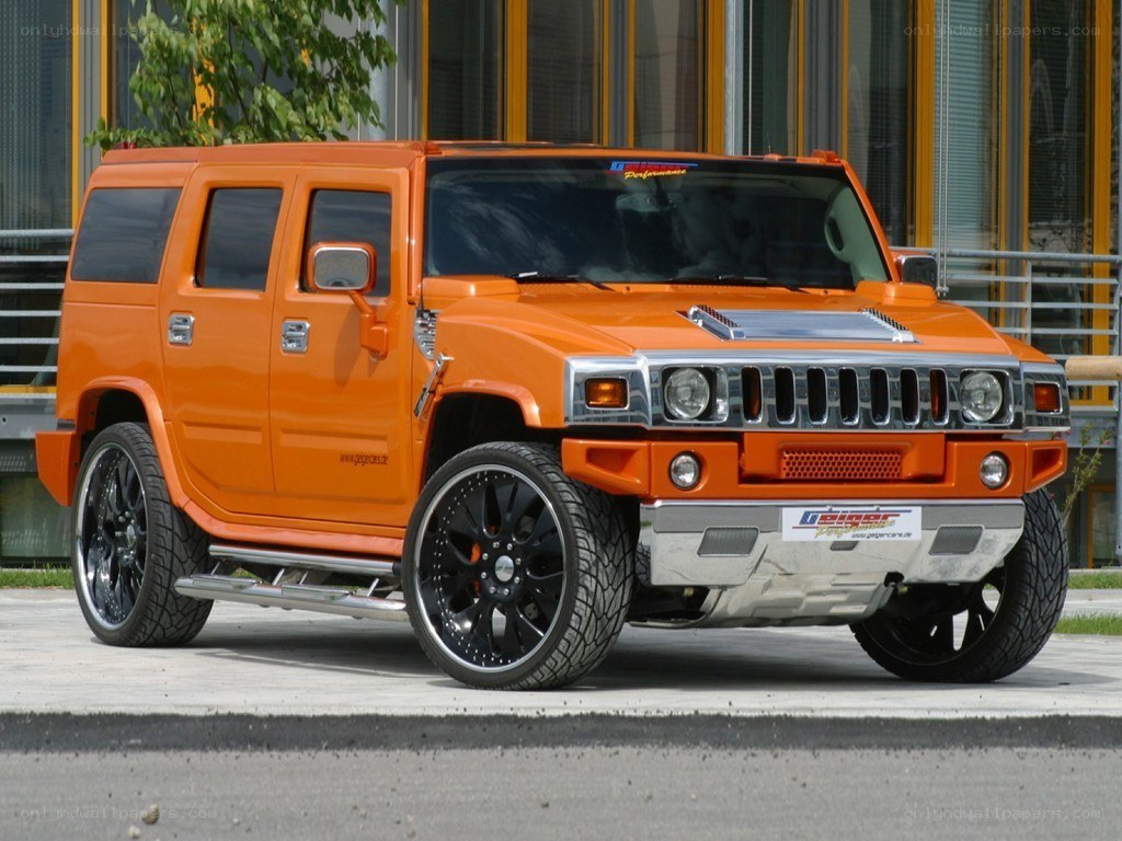 orange hummer h2 suv