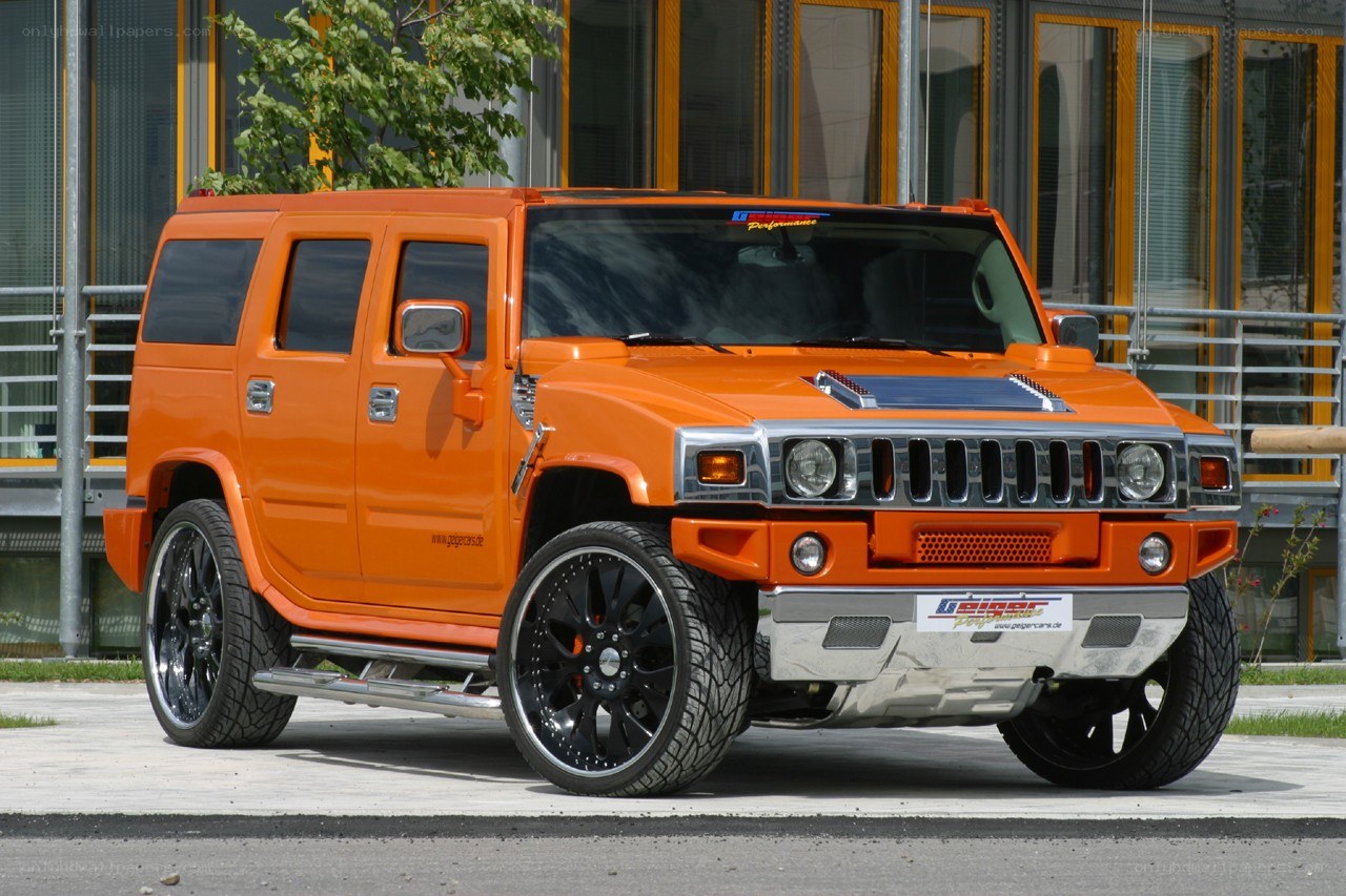 Orange Hummer H2 SUV
