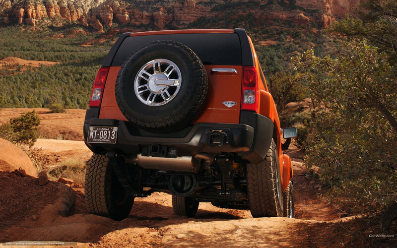 Orange Hummer H3 — Dramatic, Afternoon