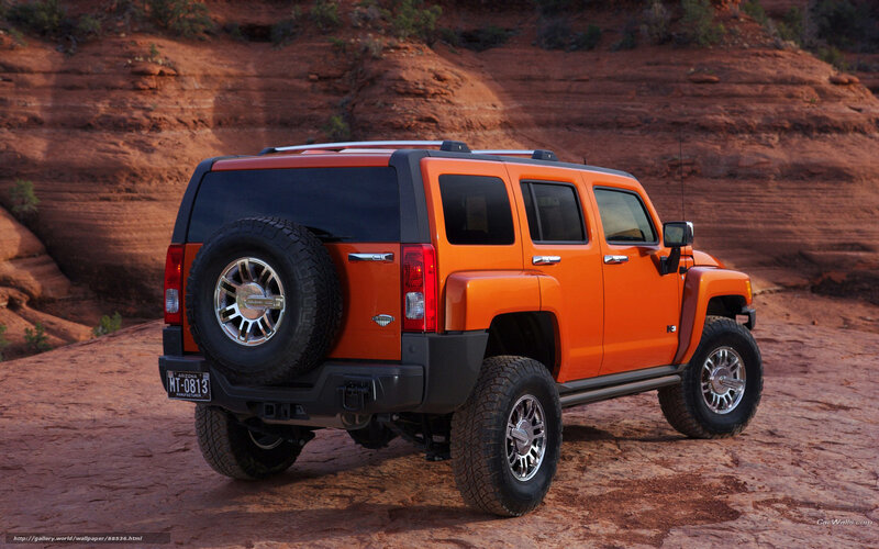Orange Hummer H3 — Dramatic, Sunset, Photograph