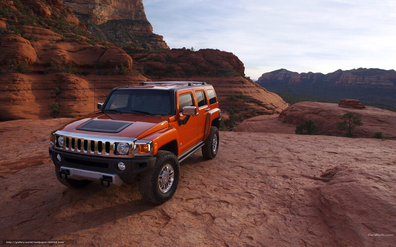 Orange Hummer H3 — Dramatic, Sunset