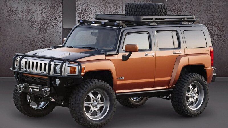 orange hummer h3 suv