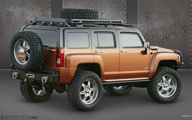 Orange Hummer H3 Suv — Brown
