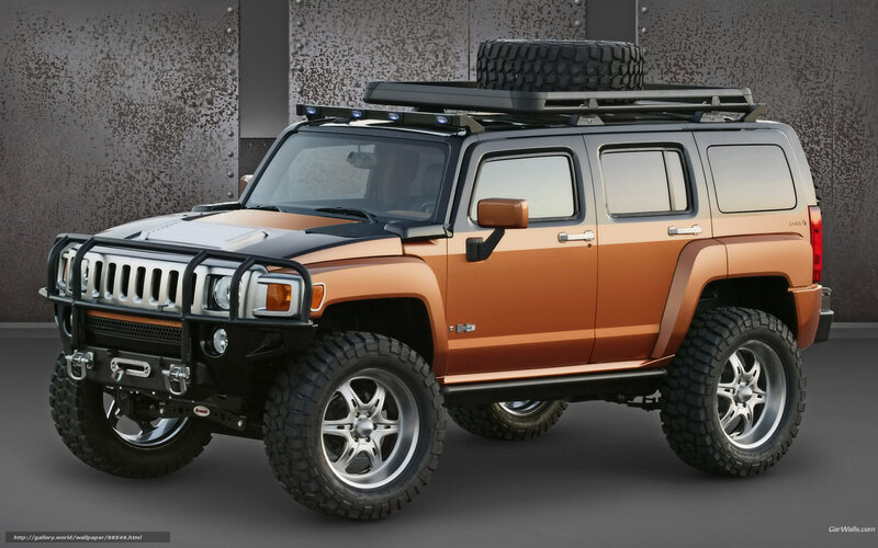 Orange Hummer H3 Suv — Dramatic