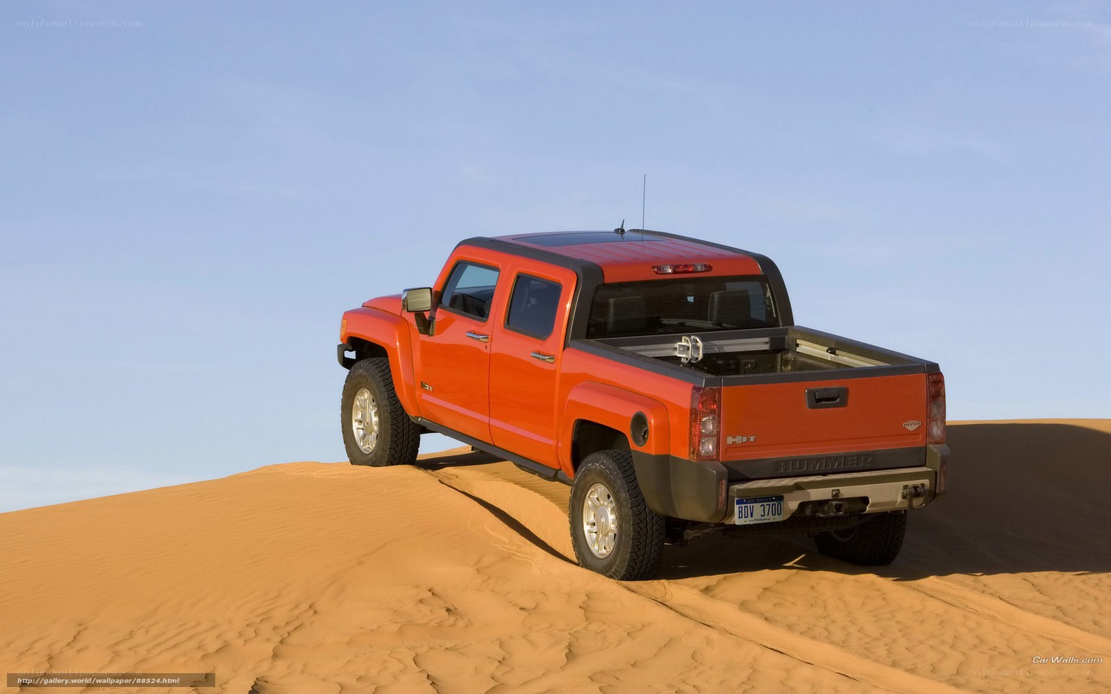 Orange Hummer in desert