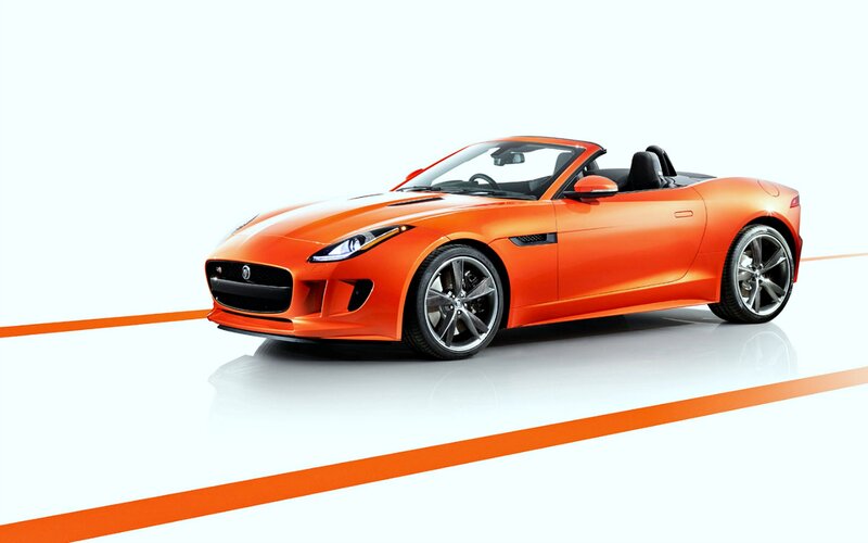 Orange Jaguar Convertible — Clean, Modern, Photograph, Car
