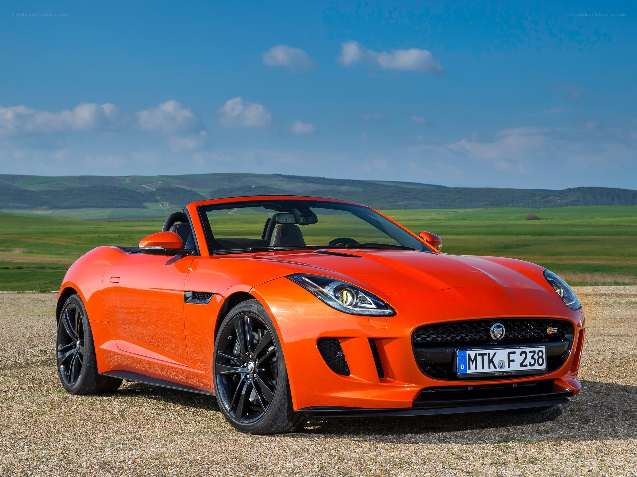 Orange Jaguar F-Type Convertible