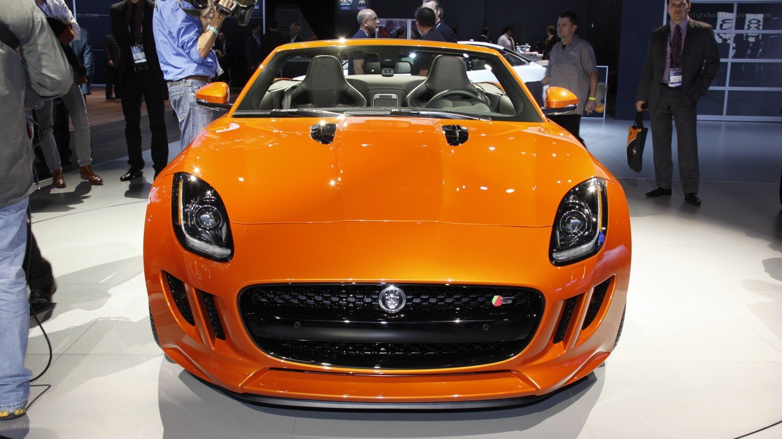 Orange Jaguar F-Type on display