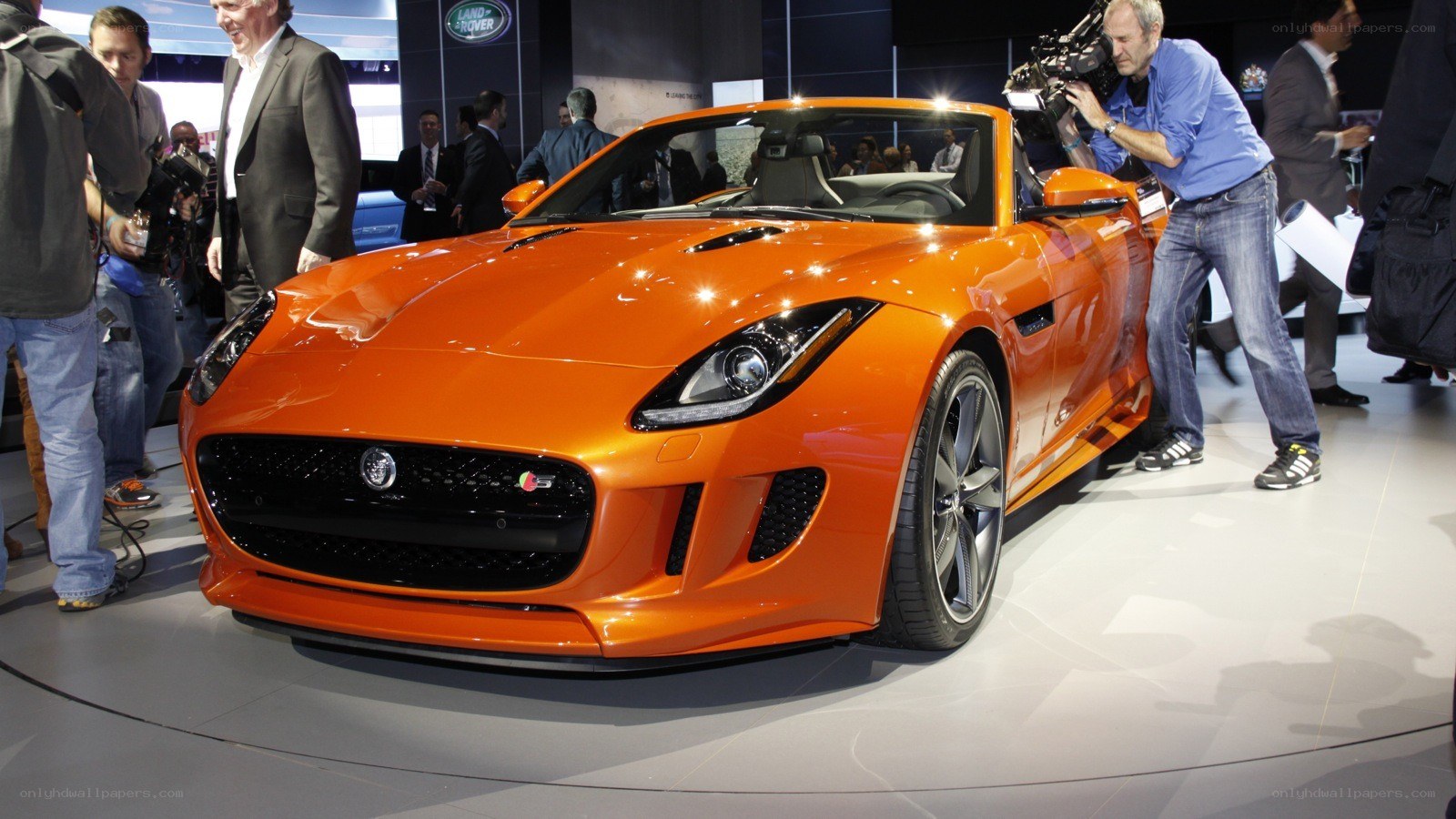 Orange Jaguar F-Type on display