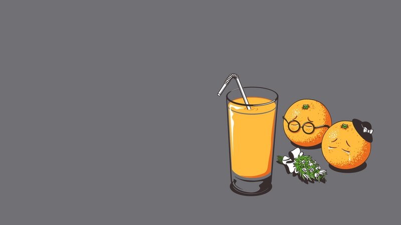 orange juice with animated oranges