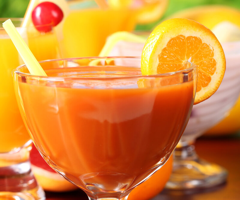 orange juice with garnish