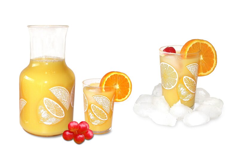 orange juice with garnishes