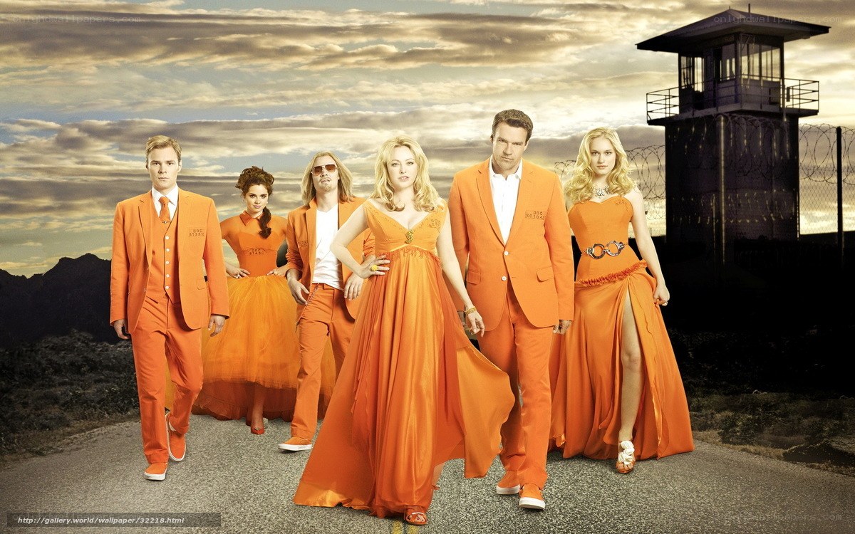 Orange jumpsuit group portrait