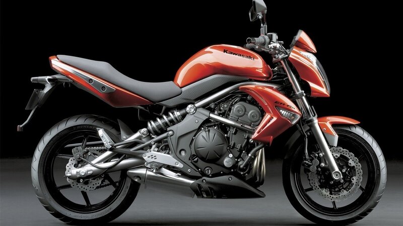 Orange Kawasaki ER-6n motorcycle