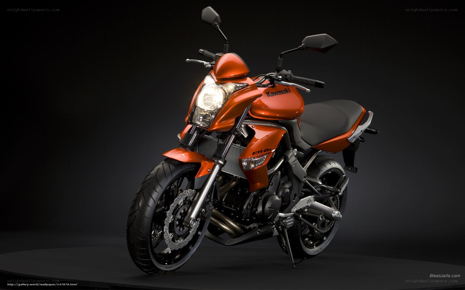Orange Kawasaki ER-6n motorcycle