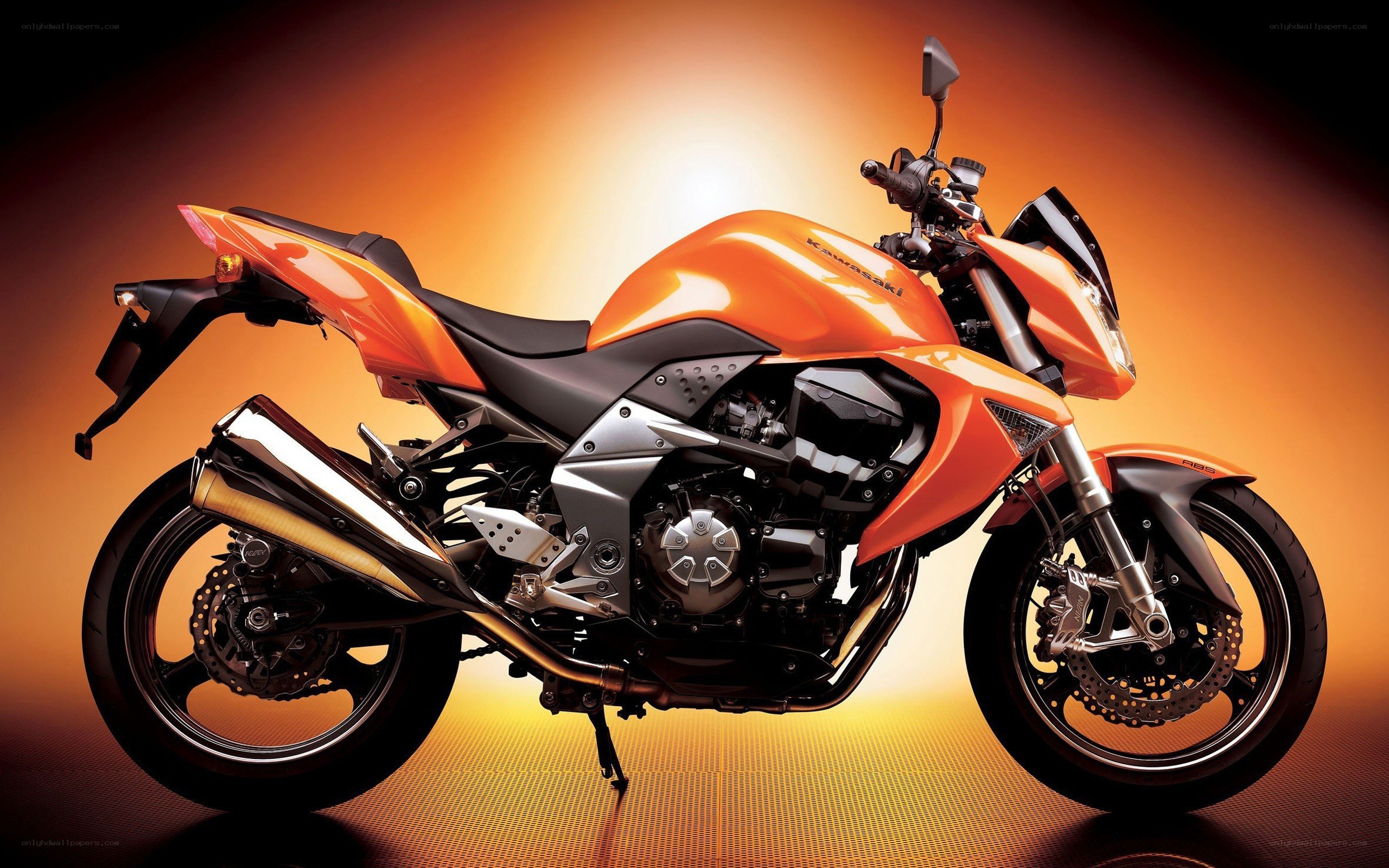 Orange Kawasaki motorcycle