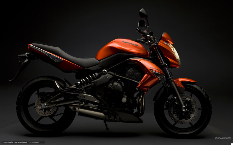 Orange Kawasaki Motorcycle — Dramatic, Photograph