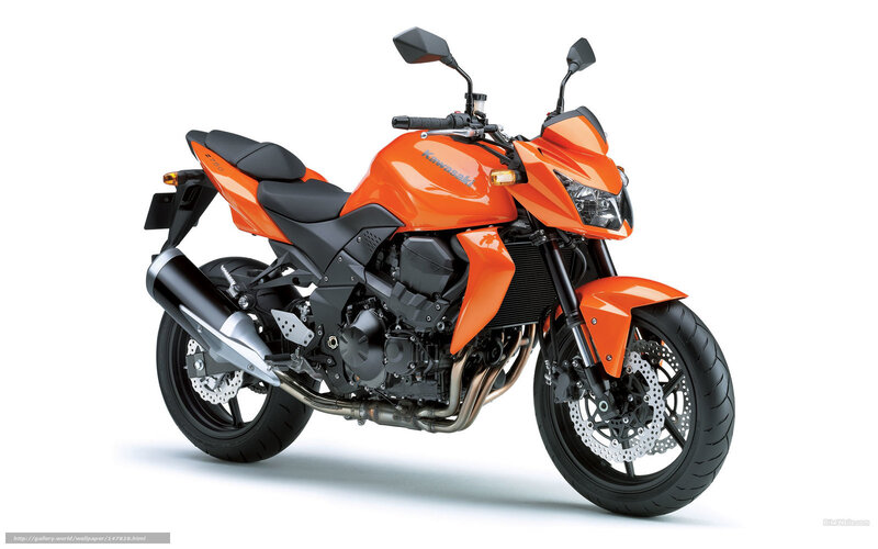 Orange Kawasaki Motorcycle — Neutral, Photograph, Seat, Exhaust